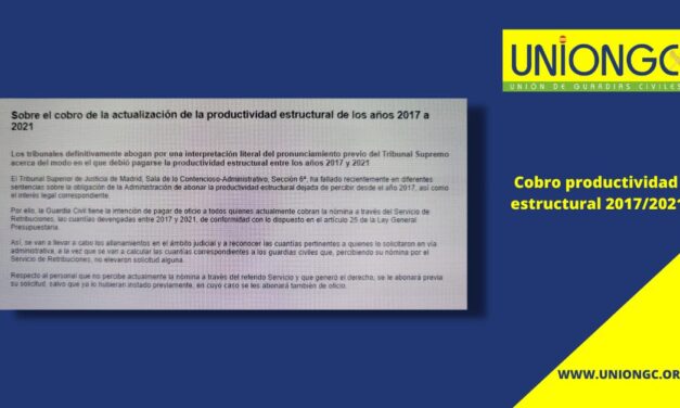 Cobro de la actualización de la productividad estructural de los años 2017 a 2021