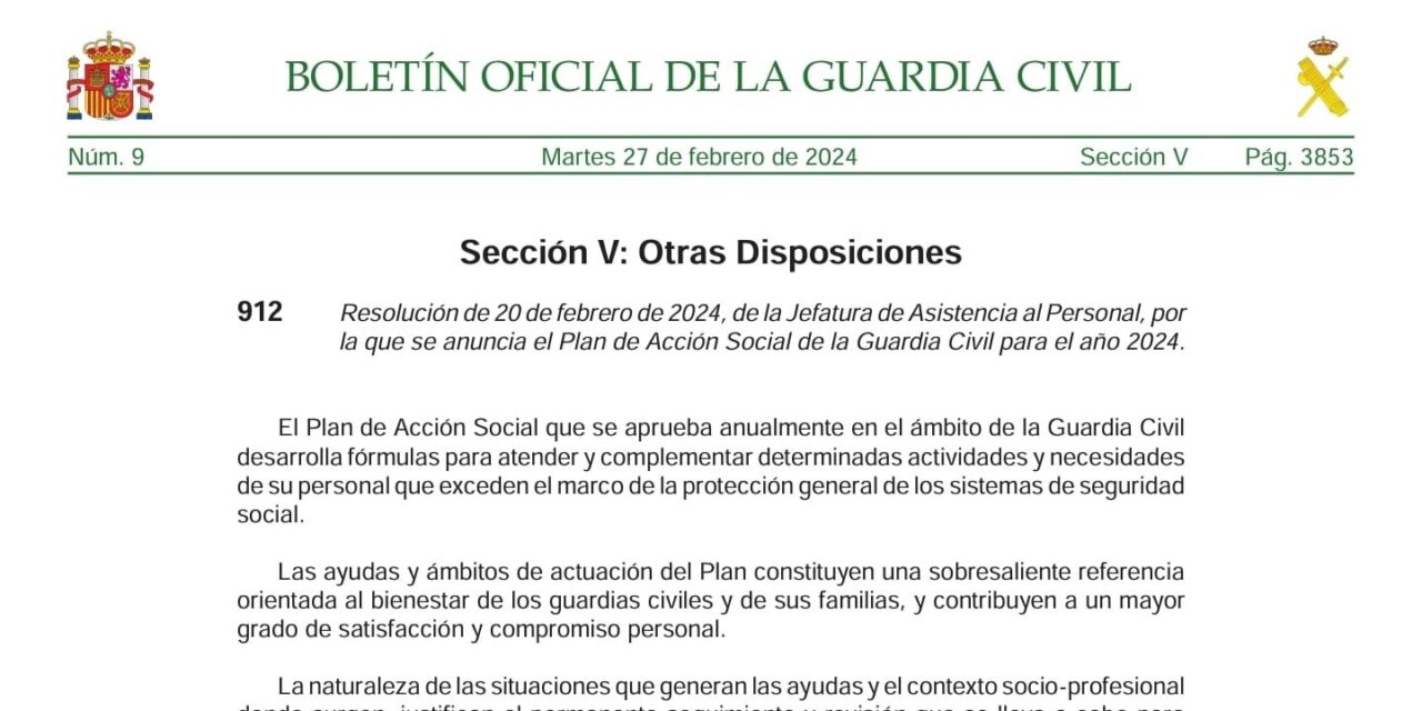 PLAN DE ACCIÓN SOCIAL 2024 – GUARDIA CIVIL