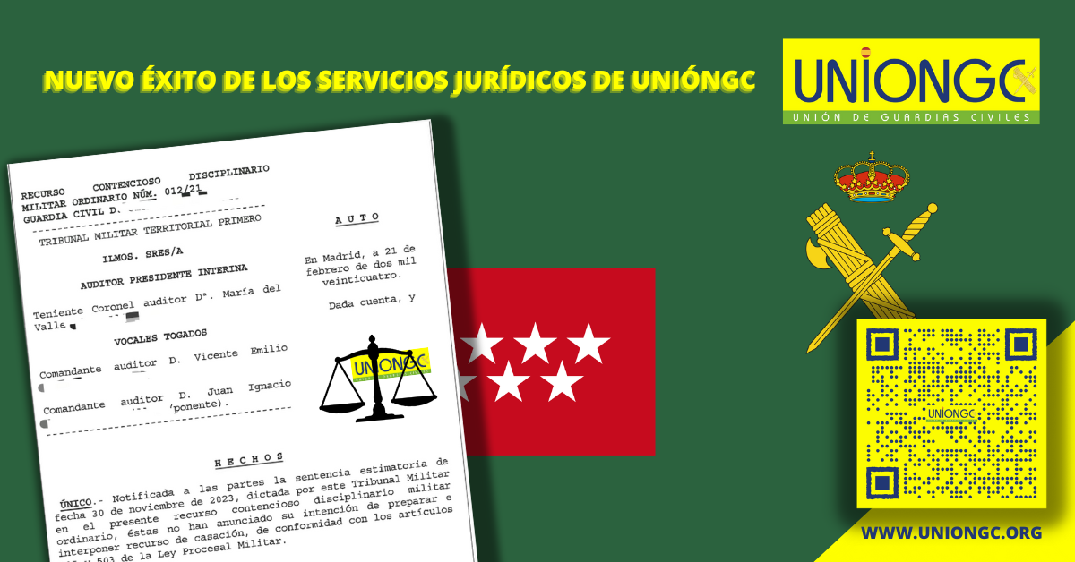 NUEVO ÉXITO DE LOS SERVICIOS JURÍDICOS DE UNIÓNGC