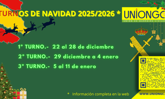 TURNOS DE NAVIDAD 2025/26 – GUARDIA CIVIL