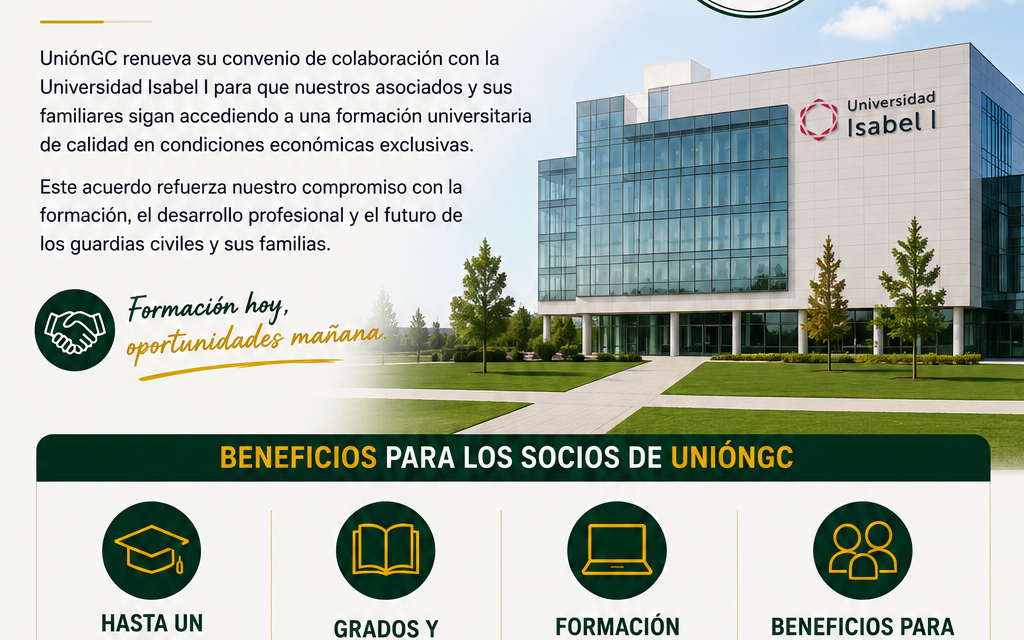 UniónGC renueva su convenio de colaboración con la Universidad Isabel I y amplía las ventajas formativas para sus asociados