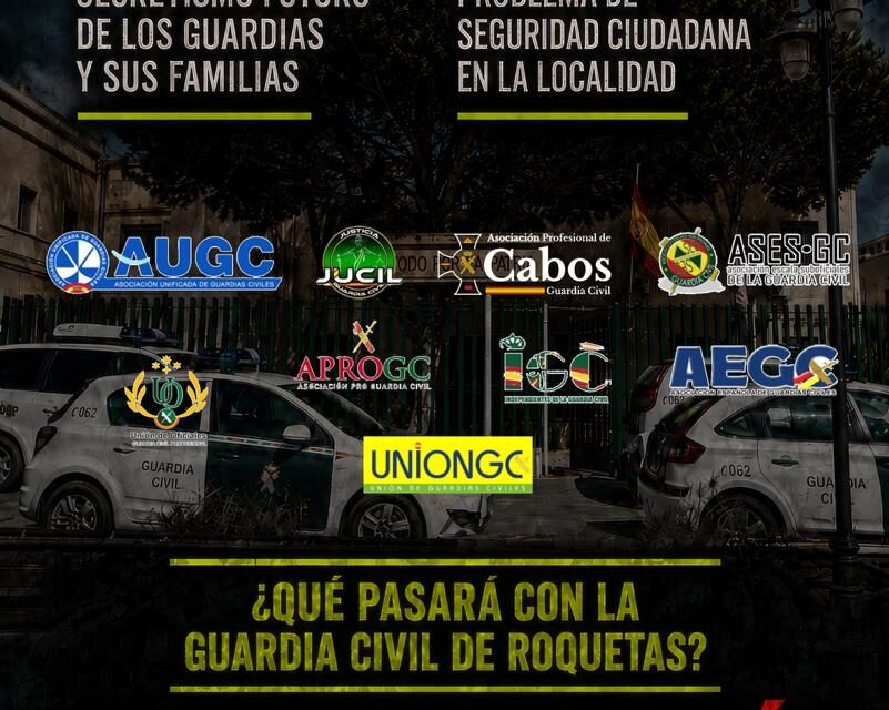 Las asociaciones profesionales de la Guardia Civil convocan una concentración en defensa del Puesto Principal de Roquetas de Mar