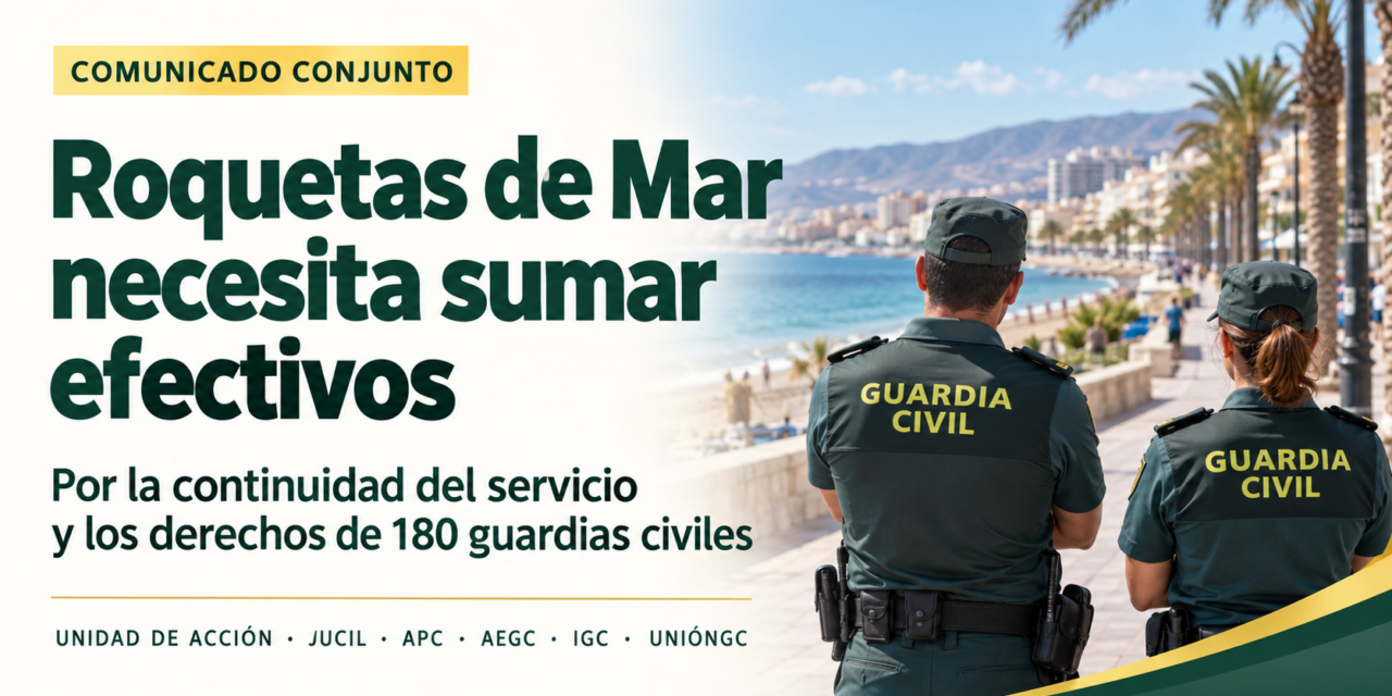 UniónGC reclama garantías para los 180 guardias civiles afectados por la retirada prevista de Roquetas de Mar