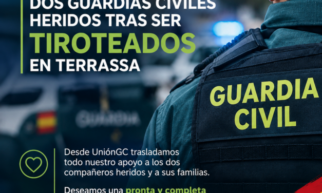 UniónGC condena el tiroteo contra dos guardias civiles en Terrassa y reclama revisar el dispositivo de actuación